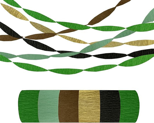 Green Jungle Backdrop Crepe Paper Streamers 492ft Birthday Fringe Party Curtain for Banner, Party Group Photo Background for Camp, Jungle Safari, Big Foot, Woodland Theme