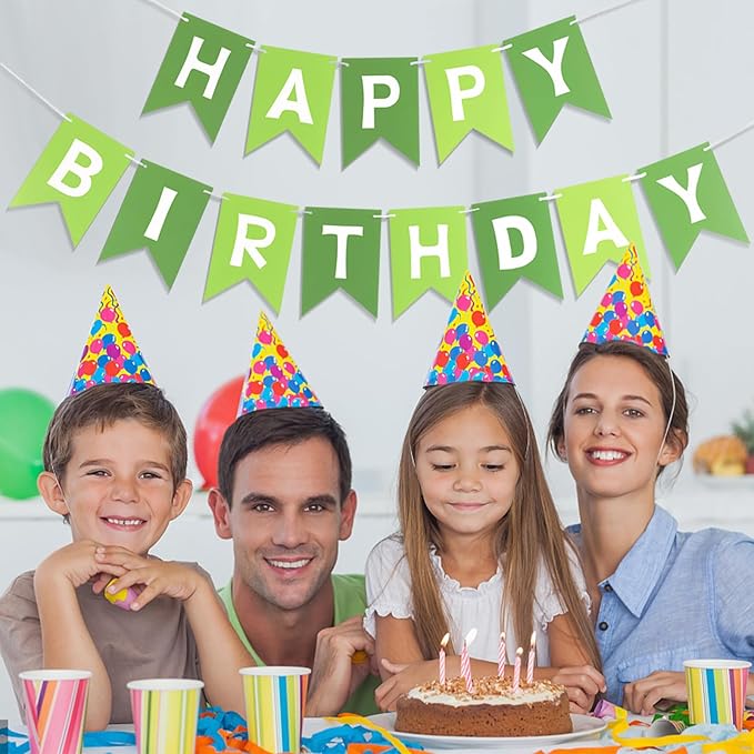 Happy Birthday Banner-Birthday Flag Bunting for Birthday Party Backdrop Decor, Happy Birthday Sign Party Supplies for Girls Boys Kids and Women Hanging Decorations (Green)