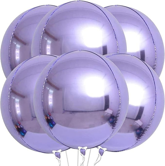 KatchOn, Big Purple Balloons - 22 Inch, Pack of 6 | Round 4D Metallic Lavender Balloons for Purple Party Decorations, Lavender Birthday Decorations | Graduation Decorations, Mermaid Birthday