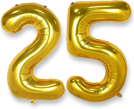 AULE 40 Inch Large 25 Number Balloons Gold, Big Foil Number Balloons, Giant Helium Happy 25th Birthday Party Decorations for Man and Women, Huge Mylar 52 Anniversary Party Supplies