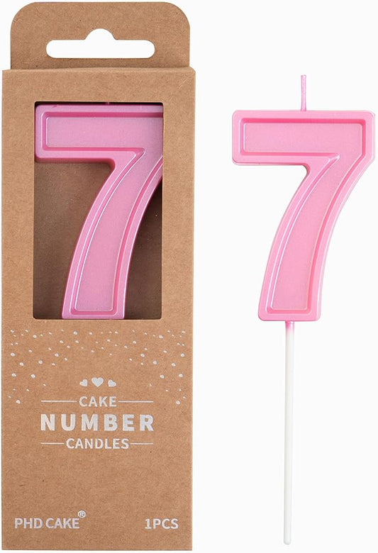 PHD CAKE 2.76 Inch Luxe Pink 7 Number Birthday Candles, Pink Number Candle, Cake Number Candles, Party Celebration