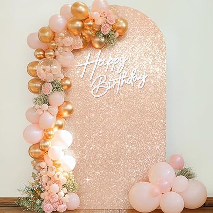 Happy Birthday Sign - Glitter White Felt - Includes Dot Glue - Perfect for Birthday Party, Baby Shower, Gender Reveal