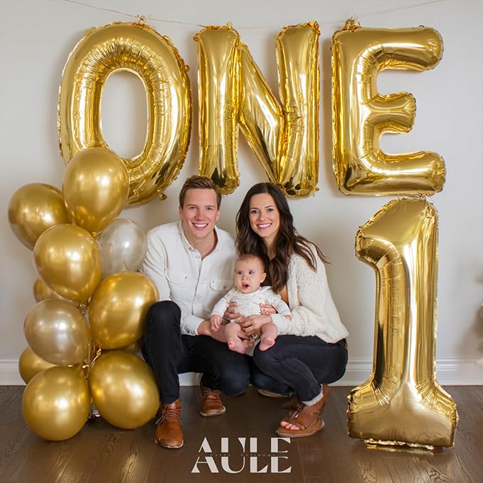 AULE 40 Inch Big Letter Balloon Gold J Large Foil Helium Alphabet Balloons A-Z for Birthday Anniversary Graduation New Year Party Decoration Supplies