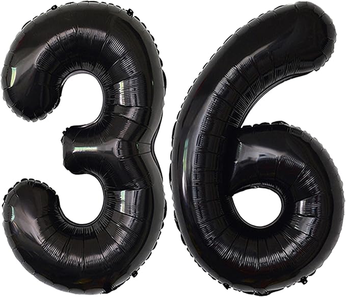 36 Balloon Numbers Black Happy 36th Birthday Balloons Decoraions for Men 40 Inch Big Gaint Foil Mylar Black Number Balloons