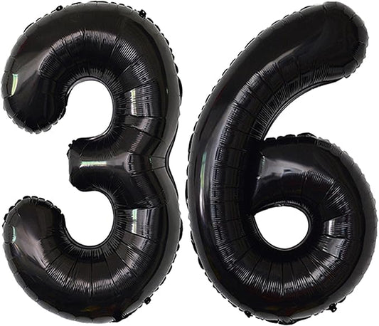 36 Balloon Numbers Black Happy 36th Birthday Balloons Decoraions for Men 40 Inch Big Gaint Foil Mylar Black Number Balloons
