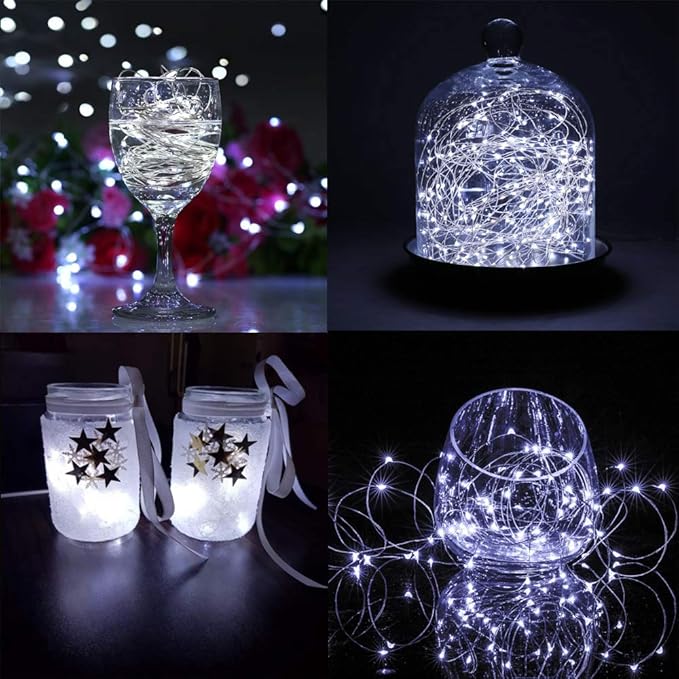BXROIU Fairy Lights CR2032 Battery Operated,6.6Ft/2Meter 20 LEDs Micro Silver Wire String Lights for Bedroom Christmas Party Wedding Decoration(Cool White, 12 Pack)