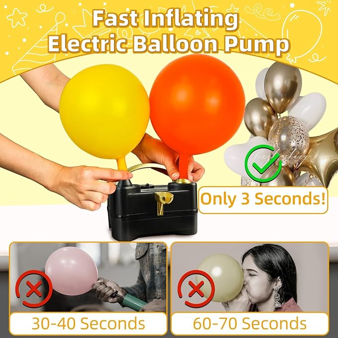 Bezente Balloon Pump Electric, Portable Balloon Inflator Pump Electric Air Pump for Balloons Dual Nozzle Electric Balloon Pump for Birthday Wedding Graduation Party Decorations