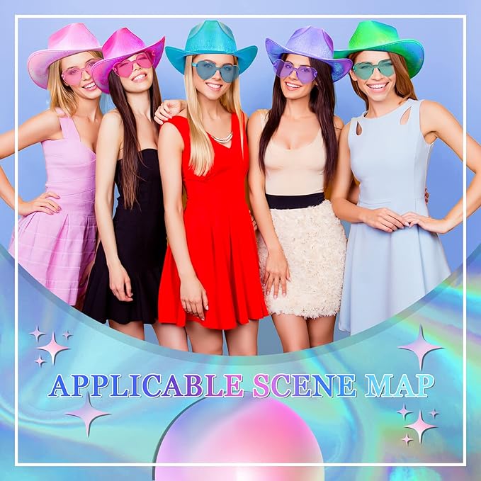 Haysandy 24 Pcs Sparkly Party Hats with Rimless Heart Sunglasses Fun Colorful Party Hats Goggles for Women Men