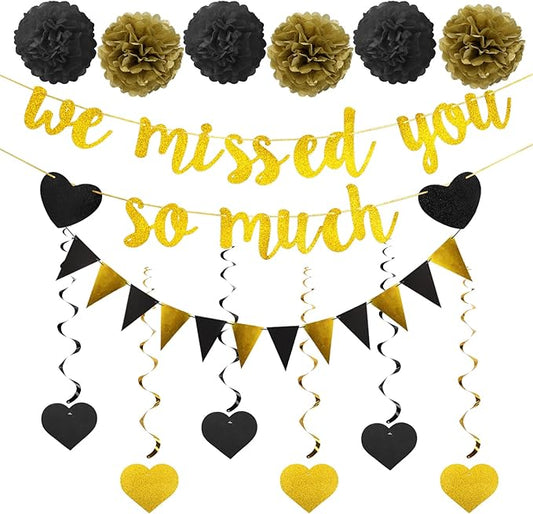 Welcome Home Decor We Missed You So Much Banner, Welcome Back Sign Decorations Kit for Office, Military Army Navy Homecoming Deployment Return Party Supplies