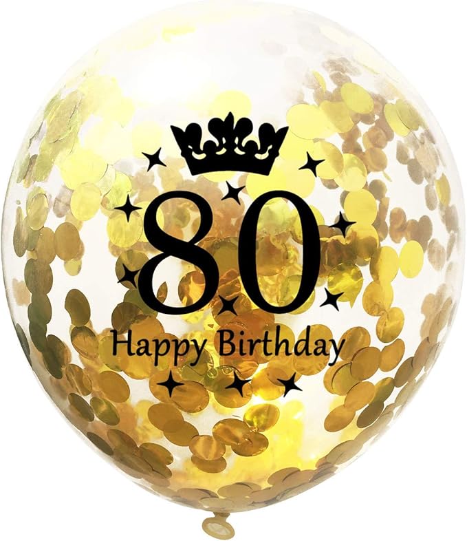 SHUNTAI 80th Birthday Balloons Black and Gold 80th Birthday Party Decorations for Men and Women Latex Confetti Balloon Happy 80 Years Old Theme Decor Supplies 12 Inch 15 Pack