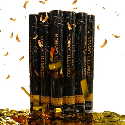 16 Inch [6 Pack] Golden Confetti Cannon Party Poppers Party Supplies, Air Powered | Launches 20-25ft | Celebrations,Graduation ceremony,4th of July,World Cup 2026,Wedding,Birthday (golden)