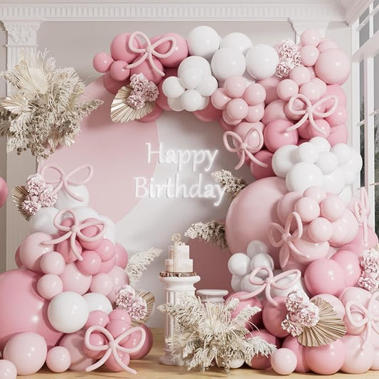AULE Pink Balloon Arch Kit 155Pcs Macaron Light Pink White Balloons Garland for Birthday Wedding Gender Reveal Baby Shower Anniversary Bridal Princess Theme Party Decoration