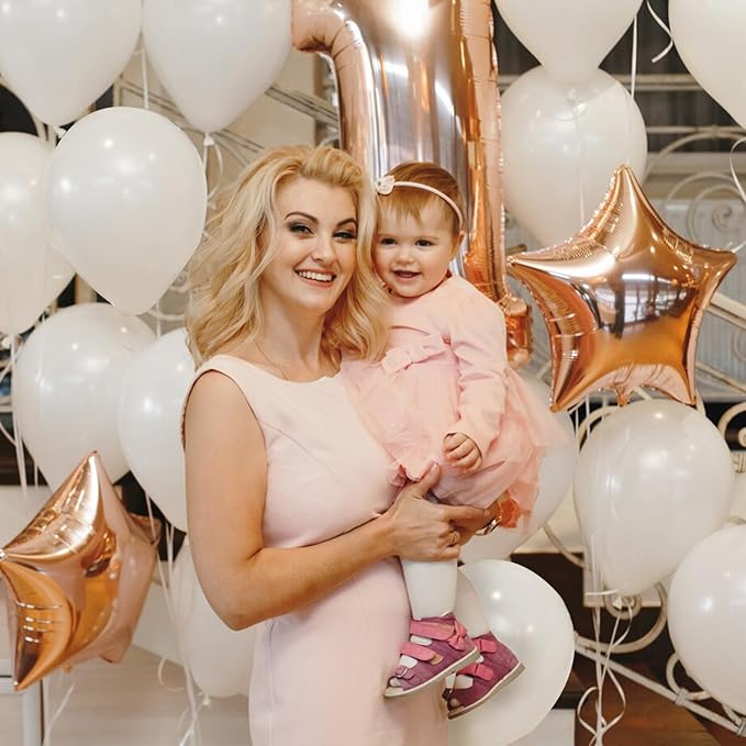 White Balloons Latex Birthday Decorations 100 Pack 12 inch Round Ballons for White Themed Engagement Bachelorette Bridal Shower Wedding Graduation Party 4th of July Decorations Independence Day