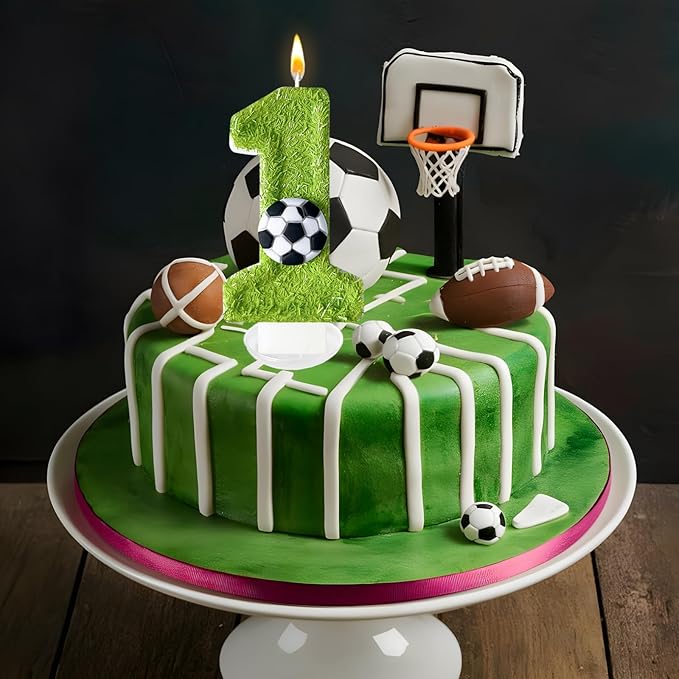 1st Birthday Candles，Soccer Birthday Decorations，Suitable for Girl and boy Cake Toppers, Wedding Cakes, Anniversaries, Party Celebrations, Birthday Decorations