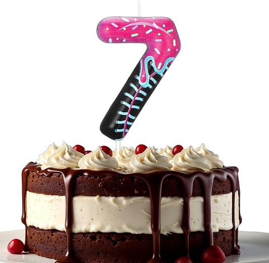 Conelist Ice Cream Drip Baseball Birthday Candle Number 7, Baseball Ice Cream Drip Birthday Cake Topper Pink Candle 7 for Cake Sport Team Theme Anniversary Celebration Party Decoration Favor Supply
