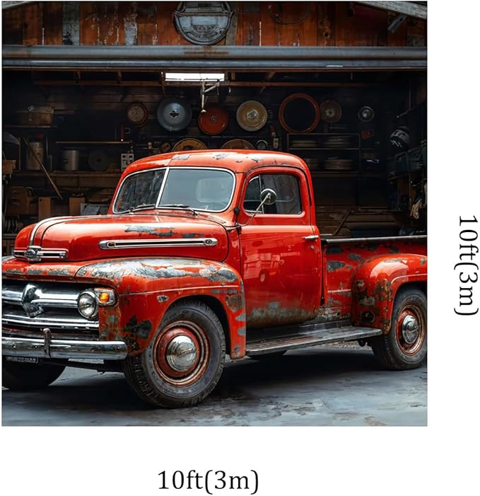 Kate 10x10ft Vintage Old Scrapped Pickup Trucks Photography Backdrops Car Repair Shop Photo Backgrounds Boy Birthday Party Background Video