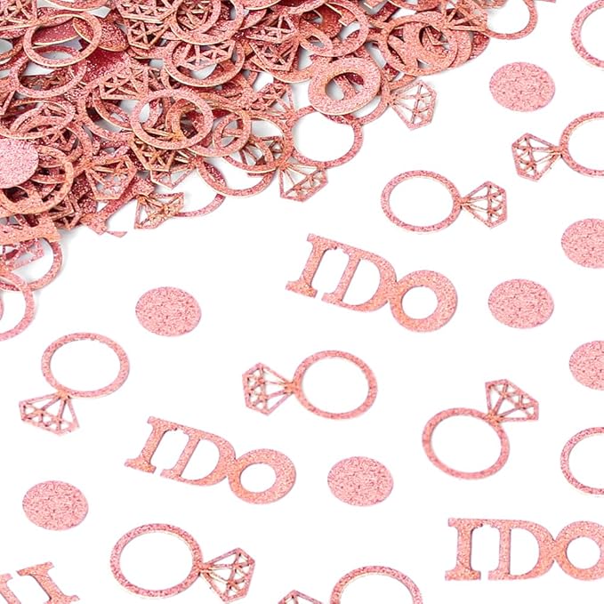 Rose Gold Bridal Shower Confetti for Tables Ring I Do Wedding Confetti for Engagement Valentine’s Day Bachelorette Party Decorations