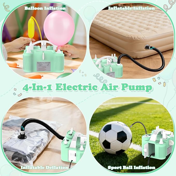 AXHJ Electric Balloon Pump, Portable Electric Air Balloon Pump Dual Nozzle Air Blower Pump, Balloon Inflator for Party Decorations