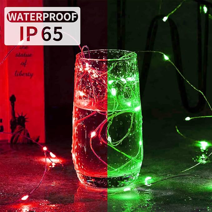 8 Pack Fairy Lights 7Ft 20 LED Twinkle String Lights 3 Modes Battery Operated Waterproof Firefly Starry for Mason Jar Party Wedding Christmas Valentines Day Table Centerpieces,Red&Green
