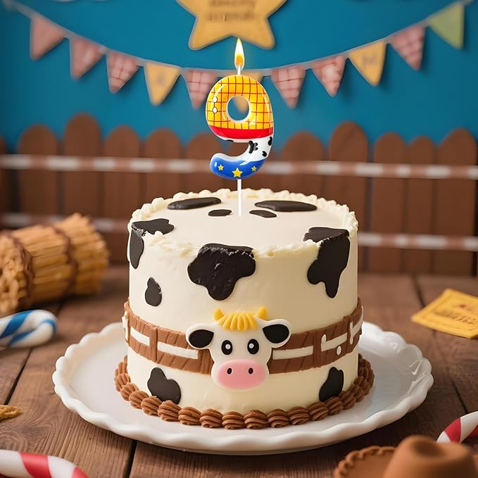 Toys Inspired Game Birthday Number Candles, Cartoon Story Number Candles, Cartoon Cake Decorations, Birthday Decoration Supplies, Suitable for Boys and Girls Party Celebrations (9)