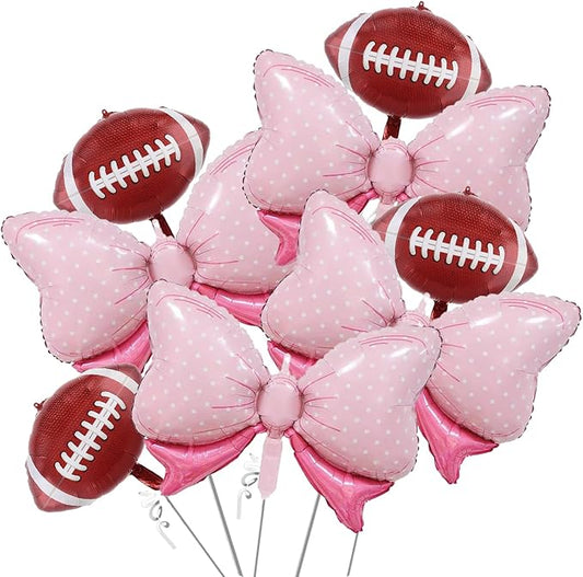 8PCS Helium Foil Football Gender Reveal Balloon for Touchdowns or Tutus Gender Reveal Decorations, Football Baby Shower Football Birthday Decorations