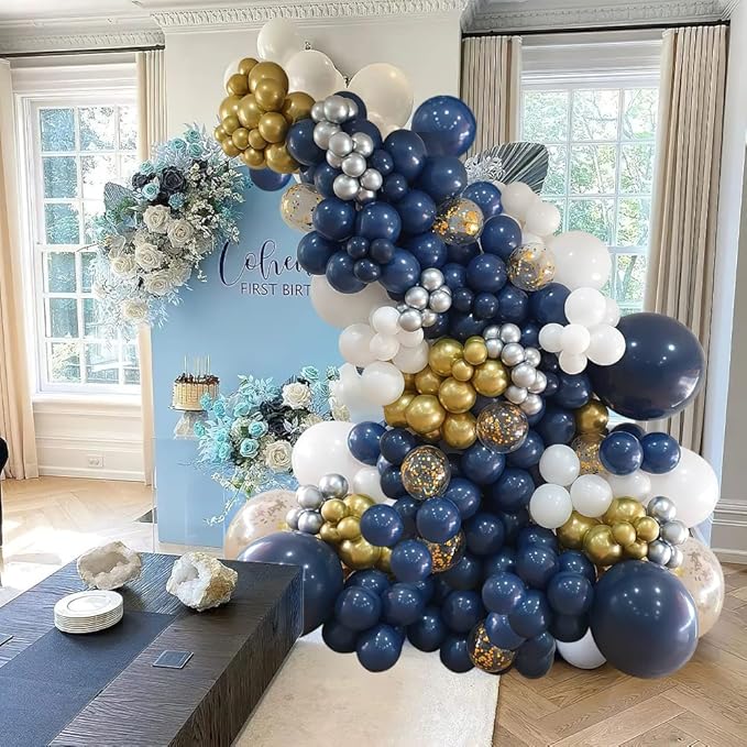 YMSZ Navy Blue Balloons with Different Sizes, Navy Blue Balloon Garland Arch Kit for Birthday Party, Graduation, Baby Shower, Wedding Decoration