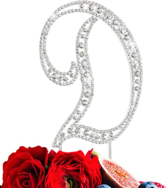 Letter D Cake Topper Rhinestone Crystal Silver Letter For Wedding or Anniversary Birthday Party Decoration Supplies