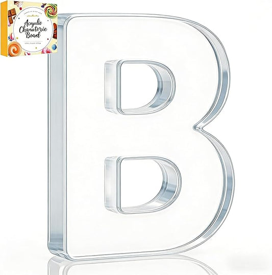 10" Acrylic Charcuterie Letters Fillable Tray, Reusable Alphabet Number Shaped Serving Plates for Charcuterie Board, Display Fruit, Candy, Cake, Party Decor, Birthday, Anniversary（B）
