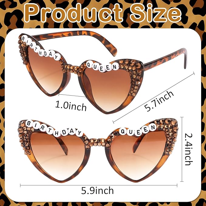 Cheetah Print Happy Birthday Decorations Set - BIRTHDAY QUEEN Leopard Birthday Sash & Sunglasses, Funny Bday Decoration Accessories for Women Party Favors SuppliesStyle A