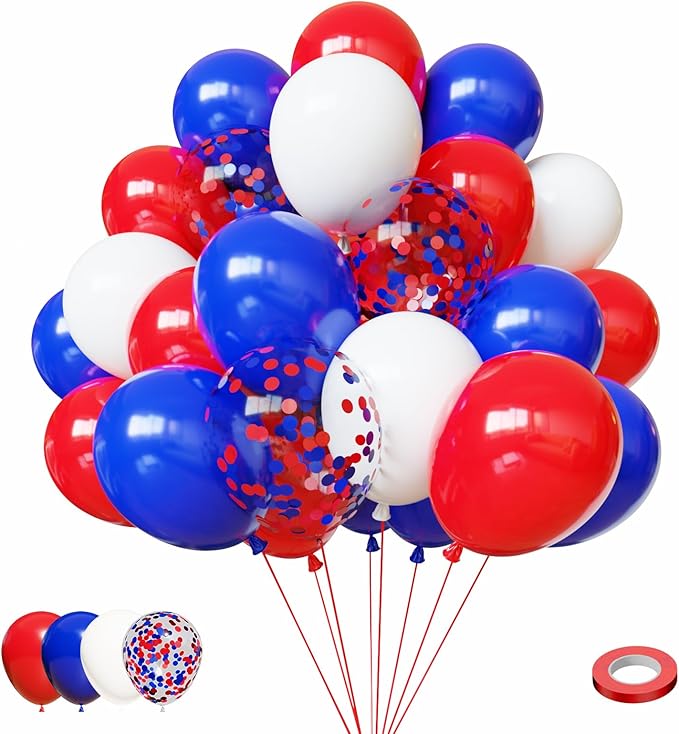 Red White and Blue Balloons,60Pcs Red and Blue Balloons,12in 4th of July Balloon for 4th of July Independence Day USA Party Birthday Party Decorations
