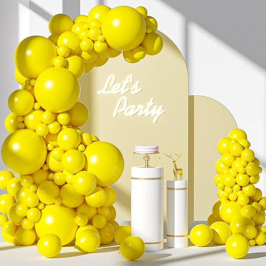 FOTIOMRG 110pcs Yellow Balloon Garland Arch Kit, 18 12 10 5 inch Yellow Latex Balloons Different Sizes Pack for Birthday Graduation Baby Shower Wedding Sunflower Bee Party Decorations