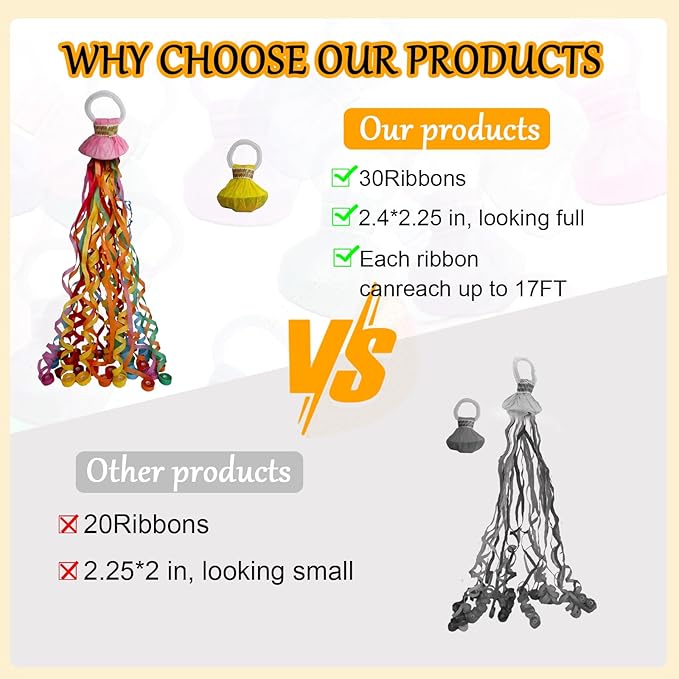 100 Pack Streamer Poppers, 6 Color Mix No Mess Confetti Poppers，Party Poppers No Mess Streamers Easy to Clean Handheld Streamer Cannon，Ideal for Celebrations and Events