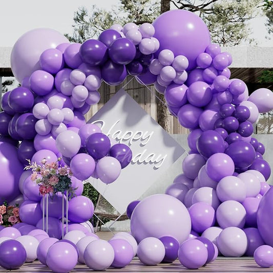 Purple Balloons Garland Arch Kit Different Sizes Pack 150Pc 18Inch 10Inch 5Inch Latex Light Purple Dark Lavender Balloons for Birthday Baby Shower Wedding Decorations