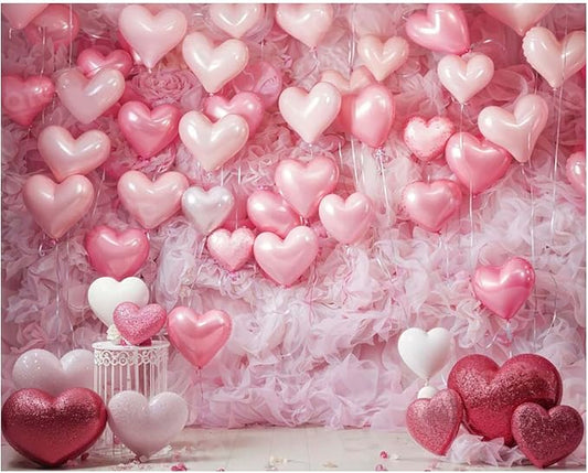Kate 10x8ft Sweet Birthday Party Backdrops for Photography Happy Valentine's Day Background Pink Love Heart Balloons Backgrounds Newborn Baby Bridal Shower Portrait Studio Backdrop