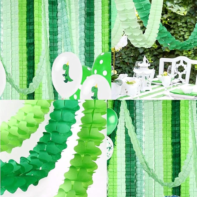 10PCS Four Leaf Clover Garland Decorations Four Leaf Clover Banner Tissue Paper Streamers Reusable Hanging Garland for Birthday Wedding Party Backdrop Home Decor Dark Green kit