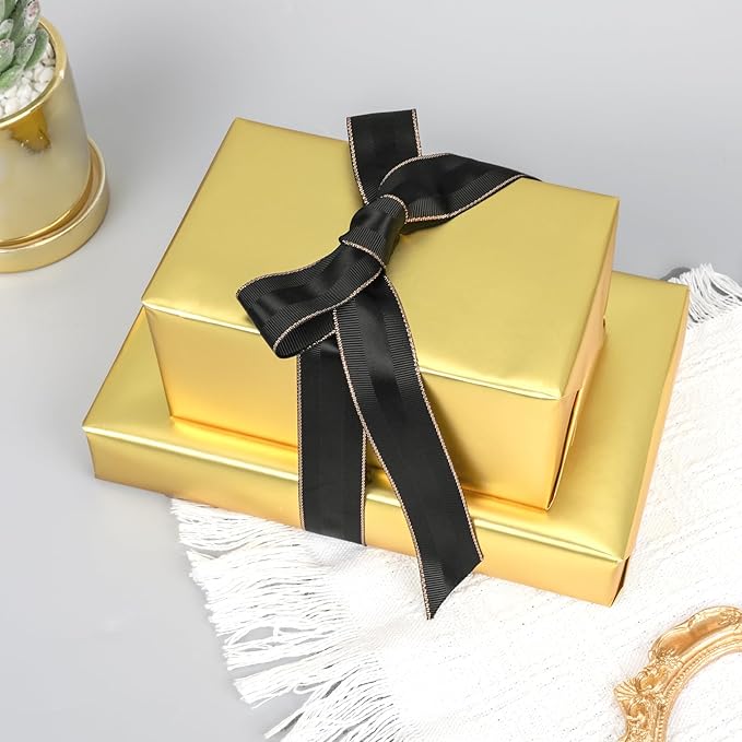 NESCCI Matte Metal Gold Wrapping Paper, Solid Color Paper,Gift Wrapping Paper,Perfect for Wedding,Valentine's Day,Birthday, Christmas,Baby Shower,DIY Bouquet (17 Inches X 32.8 Feet)