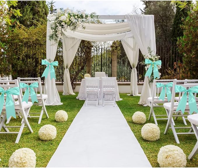 TONIFUL 4 Inch Wide Aque Turquoise Satin Ribbon 22yd Fabric Large Ribbon for Cutting Ceremony Grand Opening Chair Sashes Table Hair Bows Floral Sewing Craft Gift Wrapping Wedding Party Decoration
