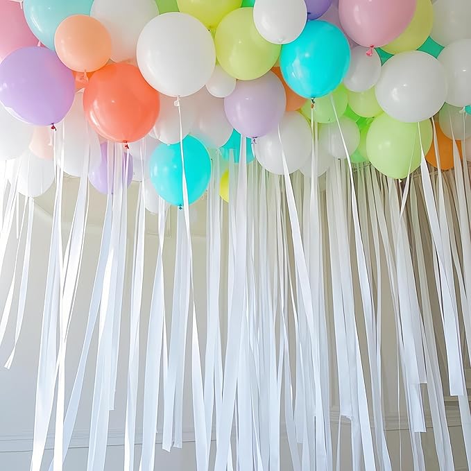 White Streamers Party Decorations, 2.2" x 123 Ft, 6 Rolls White Crepe Paper Streamers Party Supplies for Birthday Bridal Baby Shower Bachelorette Graduation Wedding Decorations, DIY Crafts