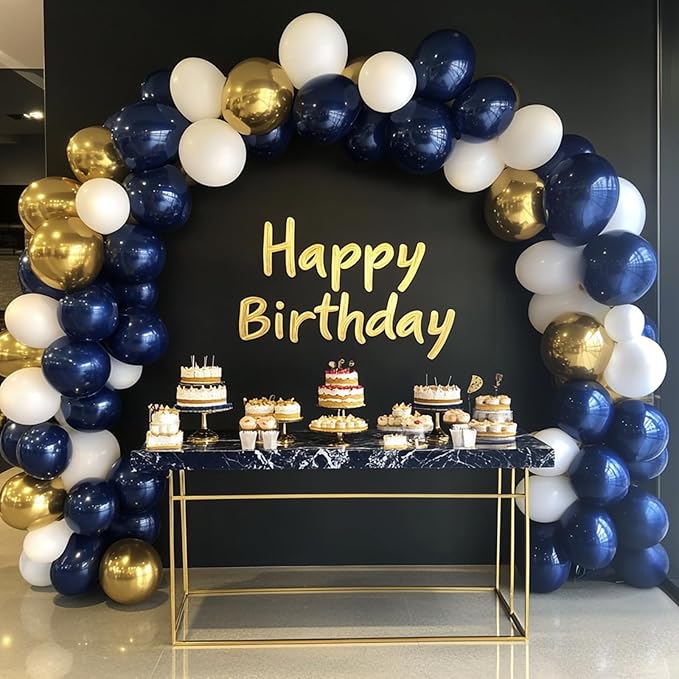 RUBFAC 135pcs Navy Blue Balloons Different Sizes 18 12 10 5 Inch for Garland Arch, Dark Blue Latex Balloon for Graduation Birthday Party Baby Shower Wedding Decorations