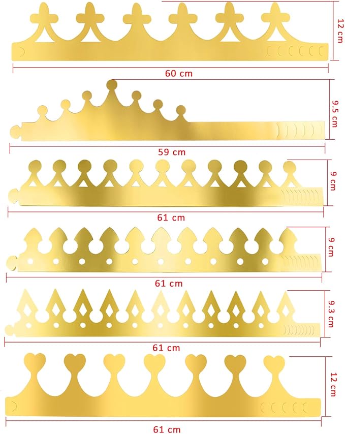 SIQUK 48 Pieces Paper Crowns Gold Paper Party Crown Hats King Crown for Kids and Adults