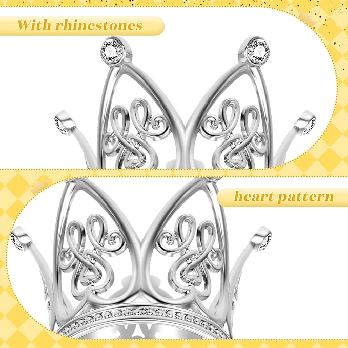 Junkin 24 Pcs Mini Crowns Mini Gold Crown Cake Topper for Flower Bouquets Small Vintage Tiara Cake Topper for Flower Arrangements Birthday Party Girl Wedding Baby Shower Decor (Silver,Vintage)