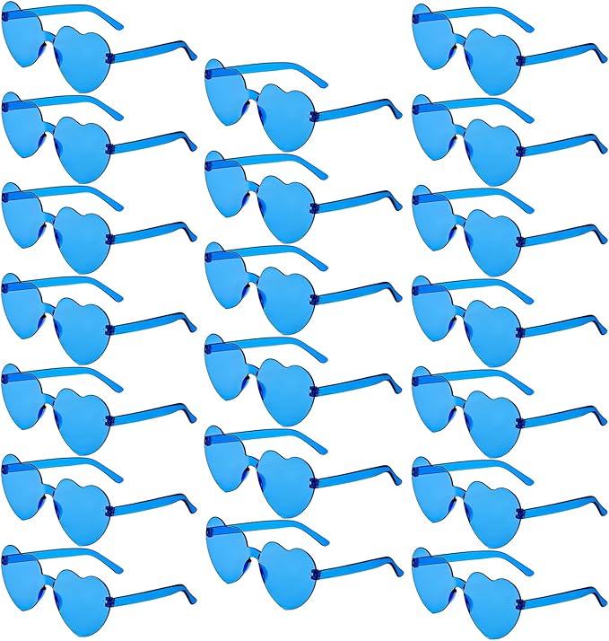 20 Pairs Heart Shaped Sunglasses Bulk, Colorful Rimless Fun Heart Sunglasses for Women Party Favors