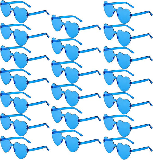 20 Pairs Heart Shaped Sunglasses Bulk, Colorful Rimless Fun Heart Sunglasses for Women Party Favors