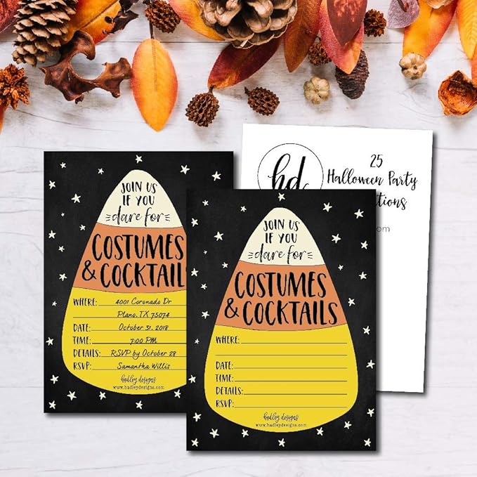 Hadley Designs 25 C&y Corn Costume Party Invitations Halloween, Birthday Invites Kids-Kids Halloween Party Invitations Adult Halloween Invitations Kids, Halloween Birthday Party Invitations