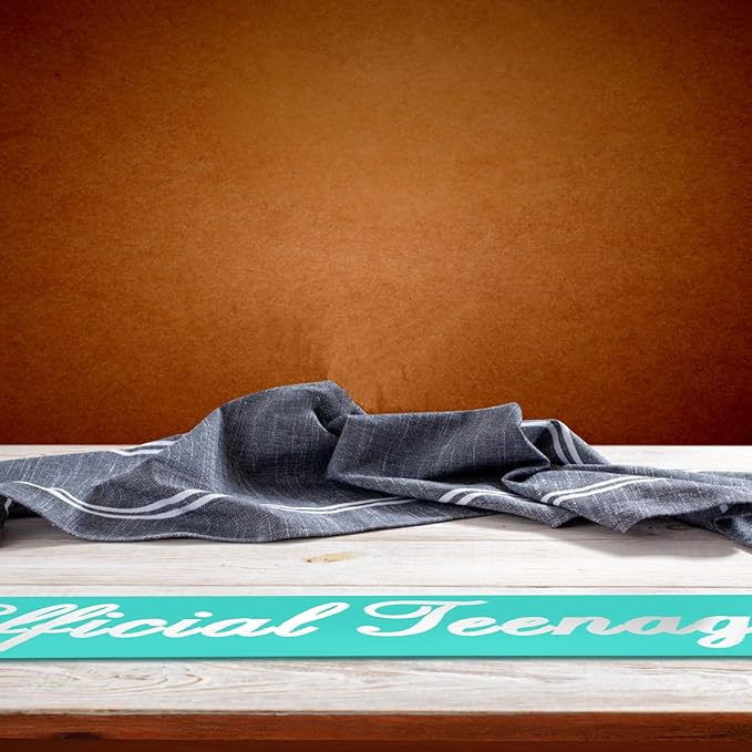 13th Birthday Sash, 'Official Teenager' Teal Silver Foil Sash for Girls' 13th Birthday Party Decorations, Ideal Girls' Gift