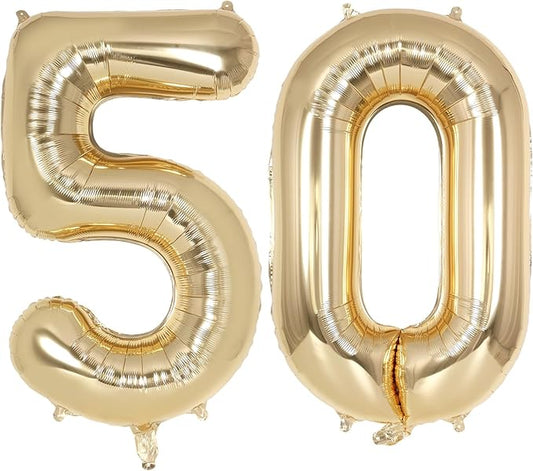 Champagne Gold Large Number 50 Balloon, 40 Inch Light Gold Foil Helium Number Balloons, Giant Mylar Number 50 Balloons for 50 Years Old Birthday Party Anniversary Decorations (Champagne Gold 50)