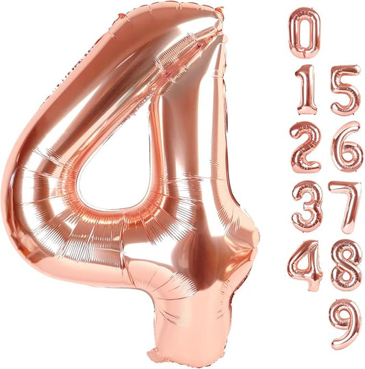 40 Inch Large Numbers Balloon, 4 Rose Gold Ballon for 4th 14 40 44 Birthday Party, Balloon 4 Number for Graduations Wedding Supplies