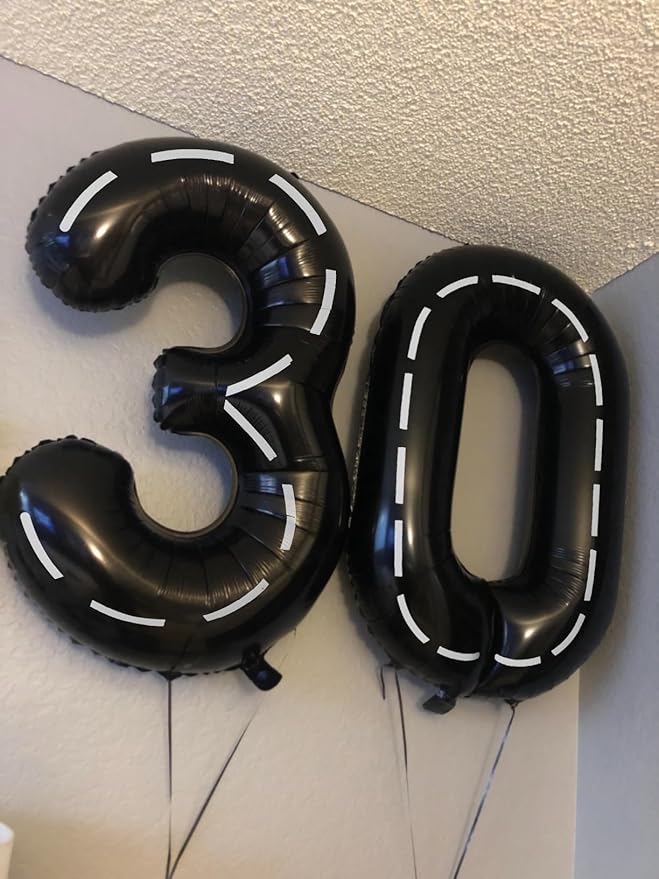 40 Inch Number 8 Balloon, Line Black 8 18 28 80 Birthday Balloons for Men Boys, 8th Birthday Decorations Party Supplies, Wedding, Graduations