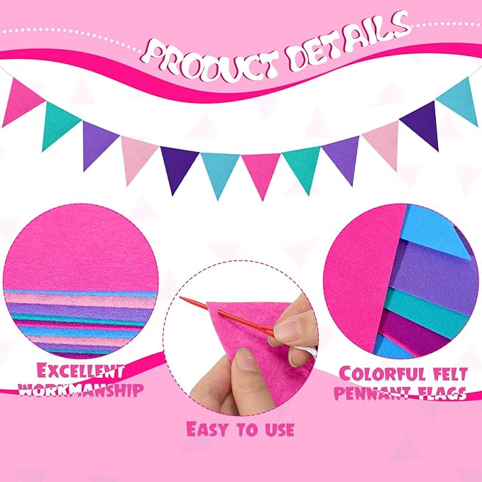 Irenare 9.8 ft Pom Pom Garland Felt Rainbow Garland 2026 Graduation Party Decoration Colorful Pennant Tassel Banner Back to School Birthday Triangle Banner for Classroom School Mantel(Mermaid Colors)