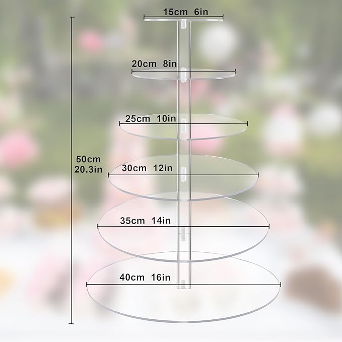 Large Cupcake Stand,6 Tier Cupcake Tower, Round Cupcake Holder for 80 cupcakes, Clear Acrylic Cupcake Display Stand for Parties Events Gatherings and Dessert Table